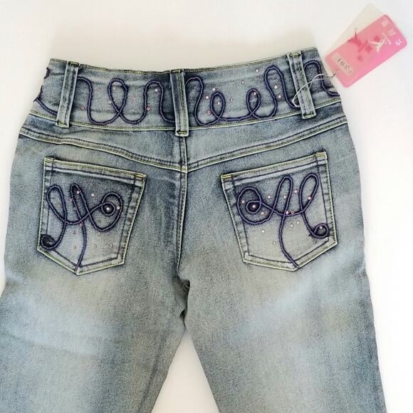 NWT Kalilai Embellished Stitching Jeans Bootcut Size 28 - Picture 1 of 5